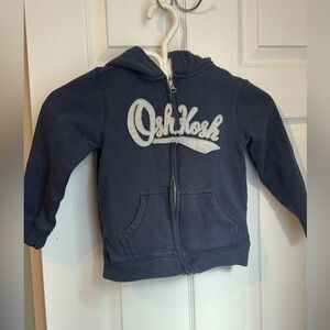 Oshkosh B’gosh 5T toddler hooded zip up navy blue sweater 80% cotton durable